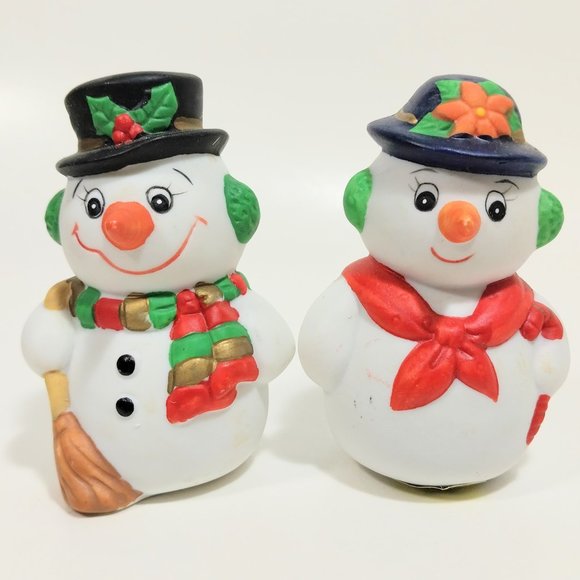 Salt & Pepper Shakers Russ Christmas Frosty Friends Snowman Couple And Box #1265 - Picture 1 of 13
